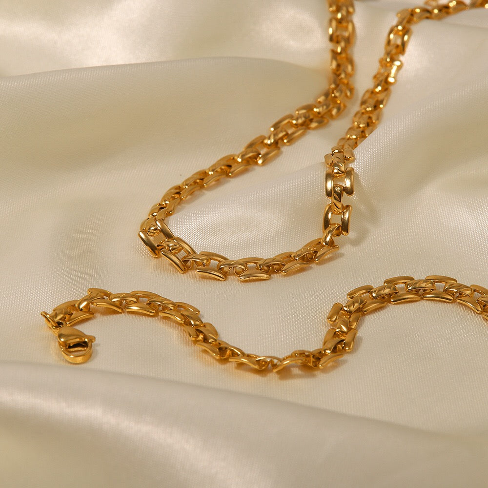 18K Gold Slim Watch Band Choker Chain Necklace