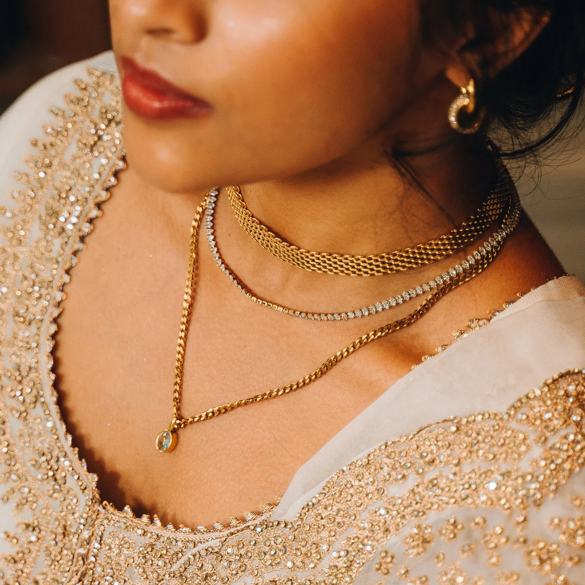 18K Gold Chic Watch Band Chain Choker Necklace