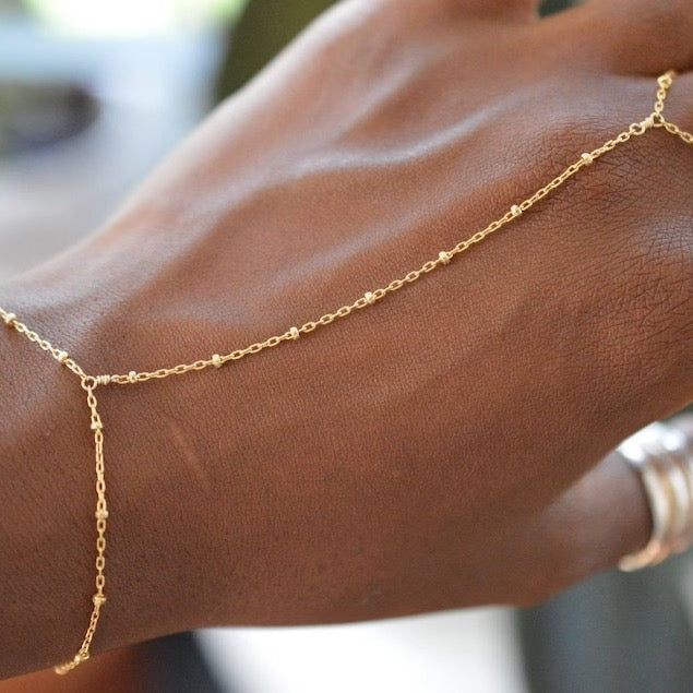18K Gold Waterproof Minimalist Hand Chain Bracelet