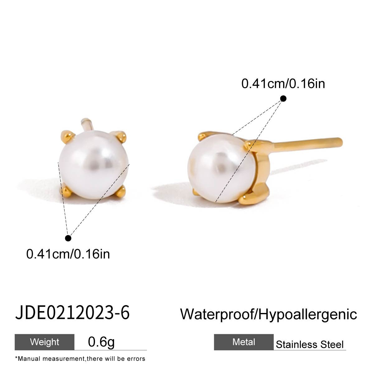 18K Gold Elegant Pearl Stud Earrings Ear Cuffs Set