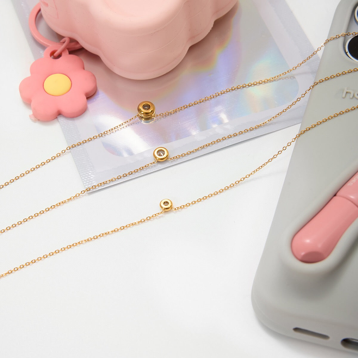 18K Gold Soft Spark Dainty Chain Layered Necklace Set