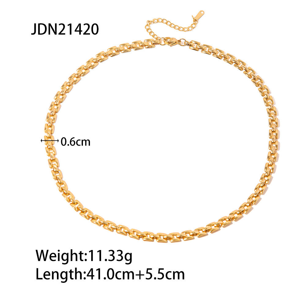 18K Gold Slim Watch Band Choker Chain Necklace