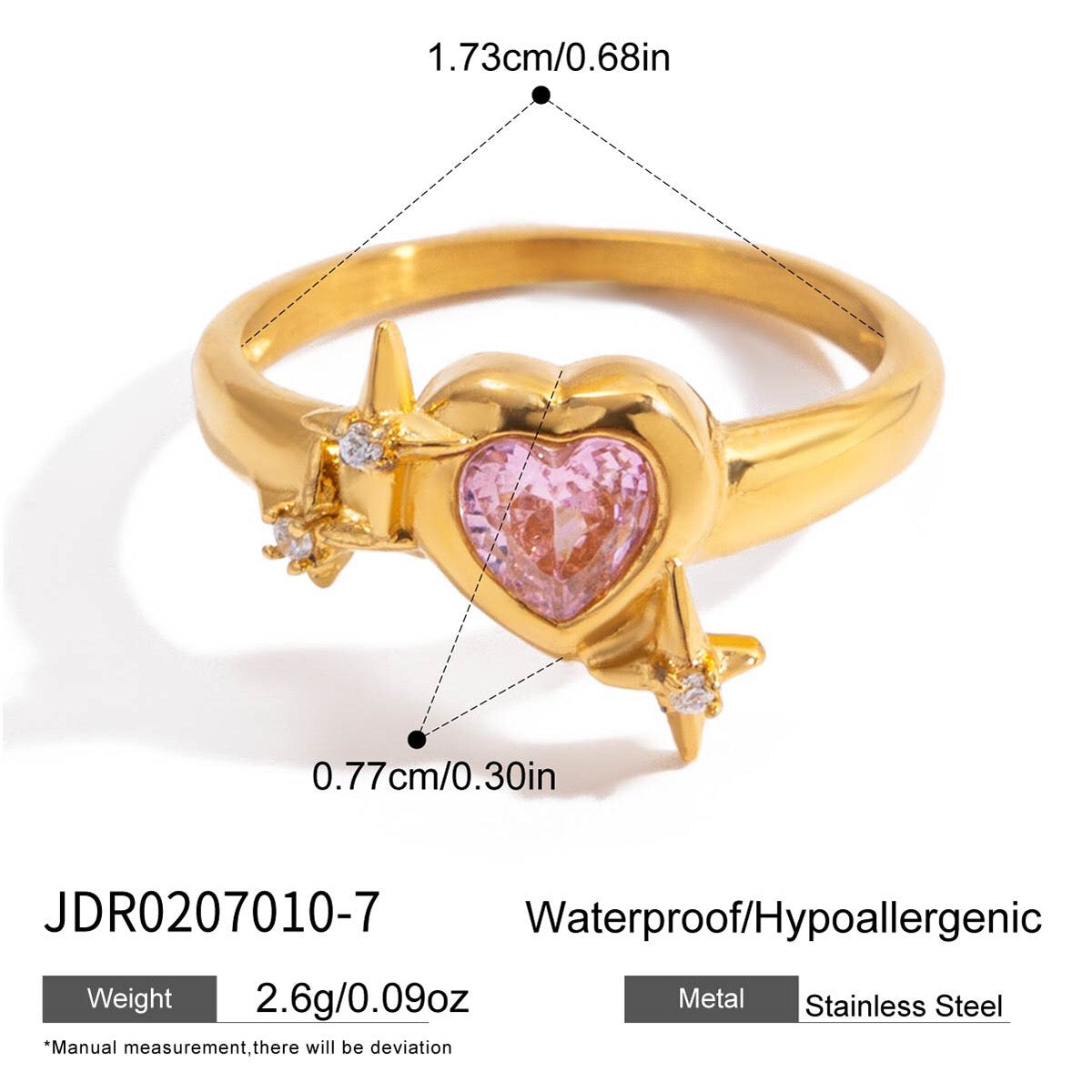18K Gold Pink Flirt Heart Statement CZ Ring