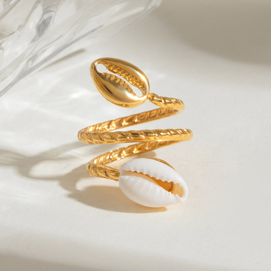 18K Gold Summer Seashell Ring