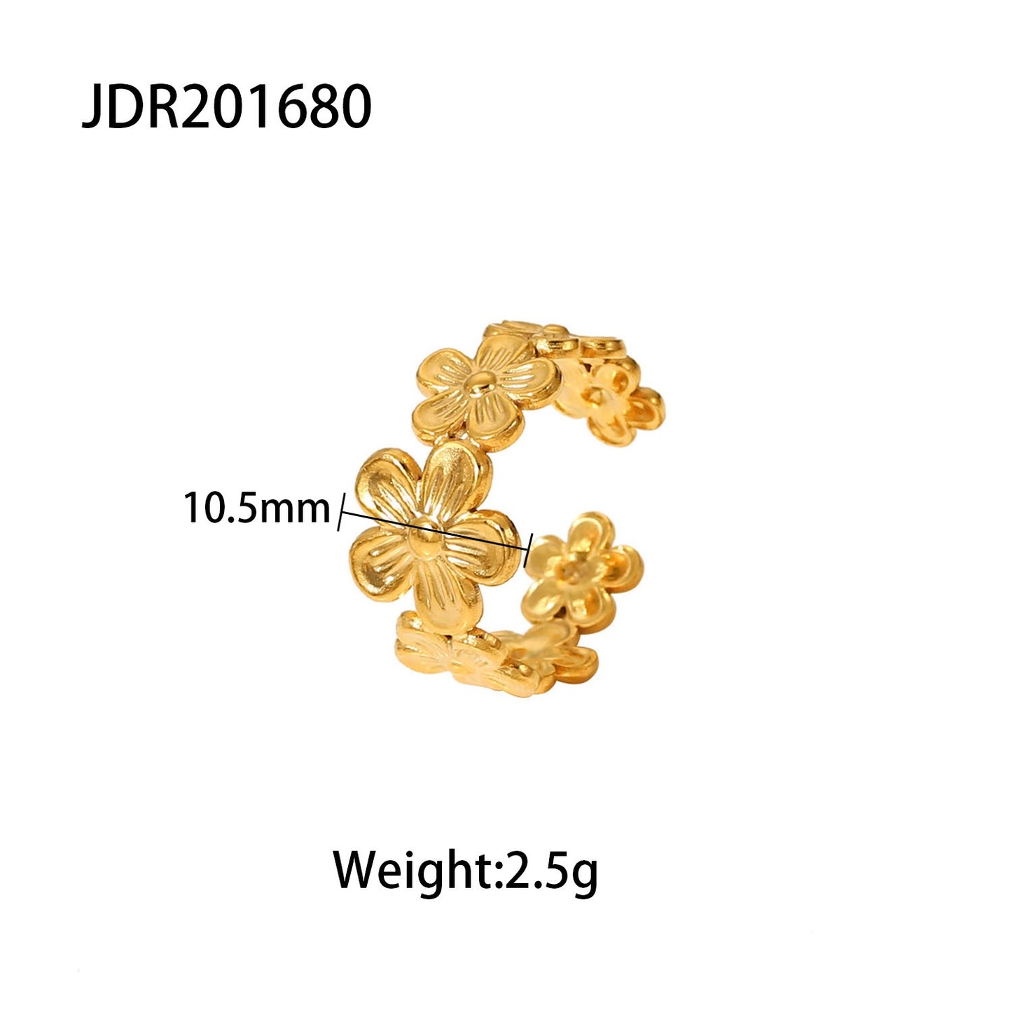 18K Gold Cherry Blossom Flower Band Ring