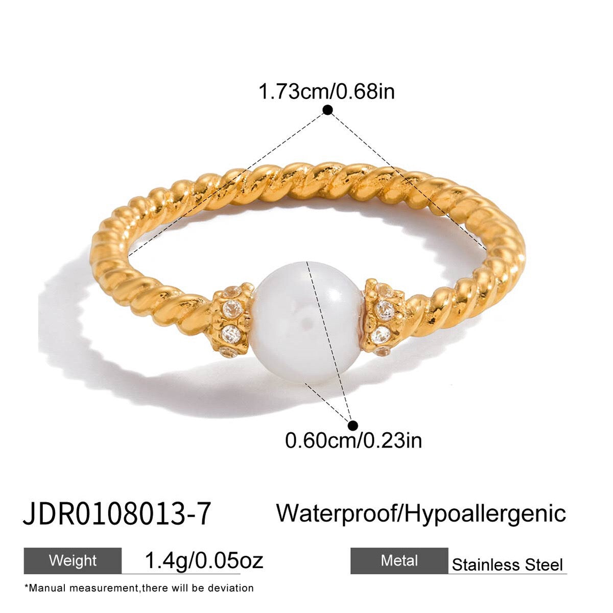 18K Gold Soft Temptation Simple Pearl Stacking Ring