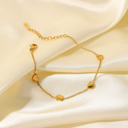 18K Gold Minimalist Heart Bracelet