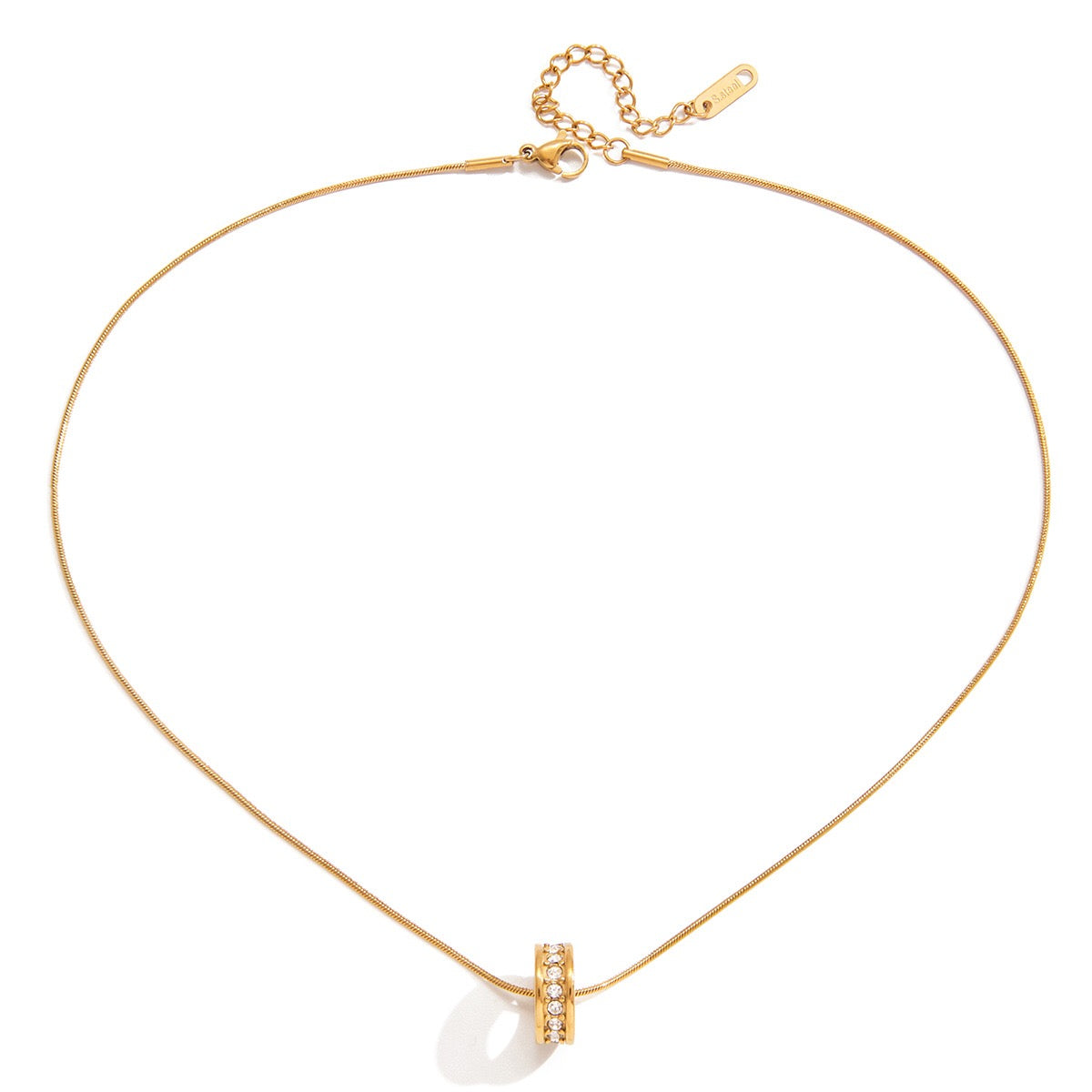 18K Gold Luminous Dainty Pendant Beaded Chain Necklace