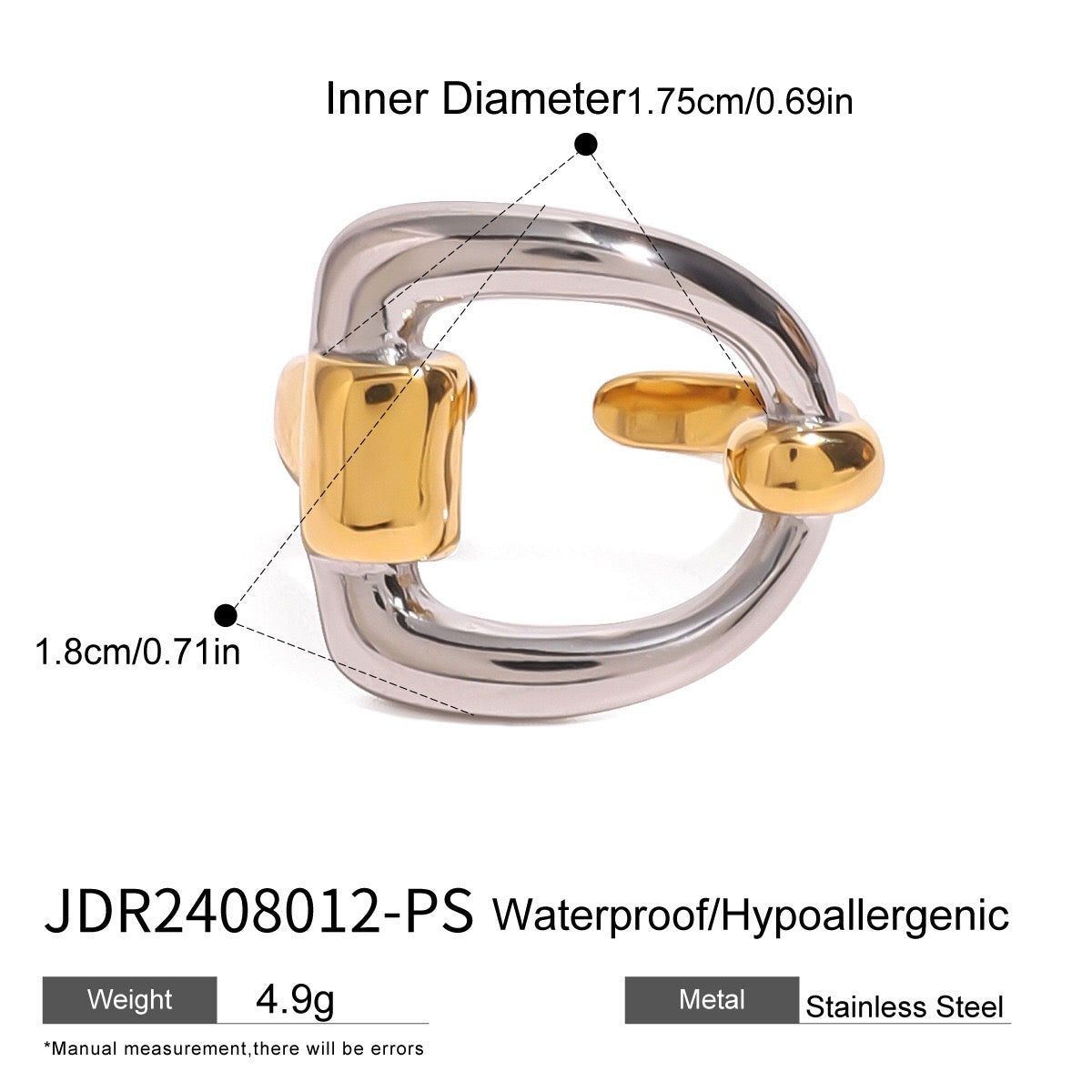 18K Gold and Silver Two Tone Geometric Statement Ring