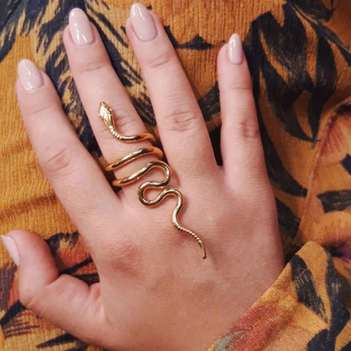 18K Gold Serpent Statement Ring