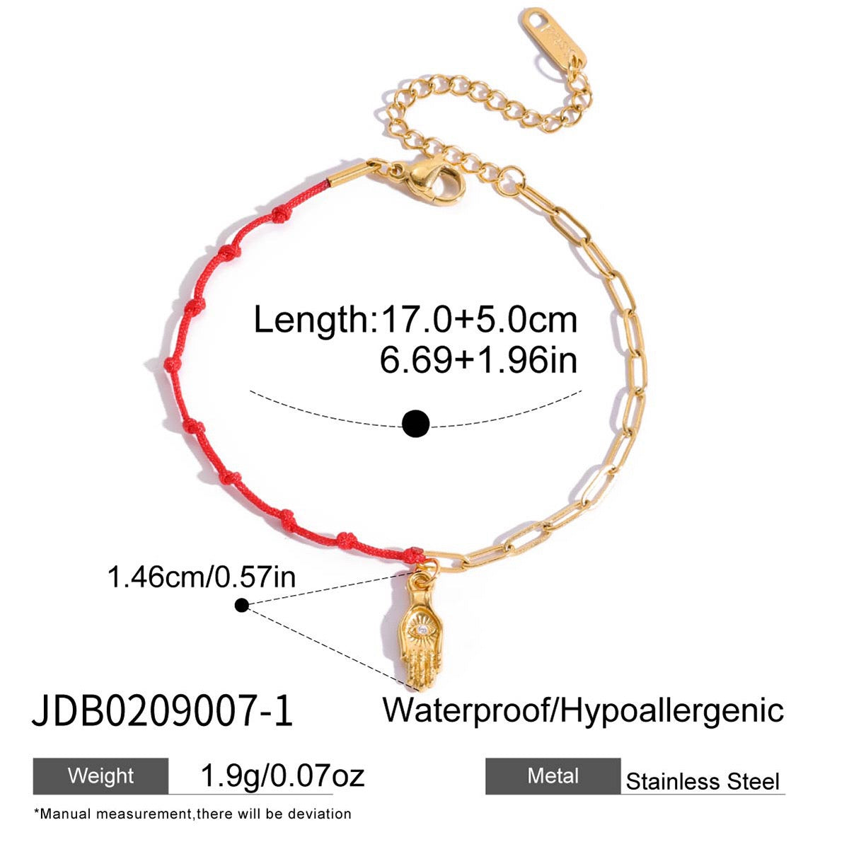 18K Gold Grace Knot Red String Lucky Charm Dainty Bracelet