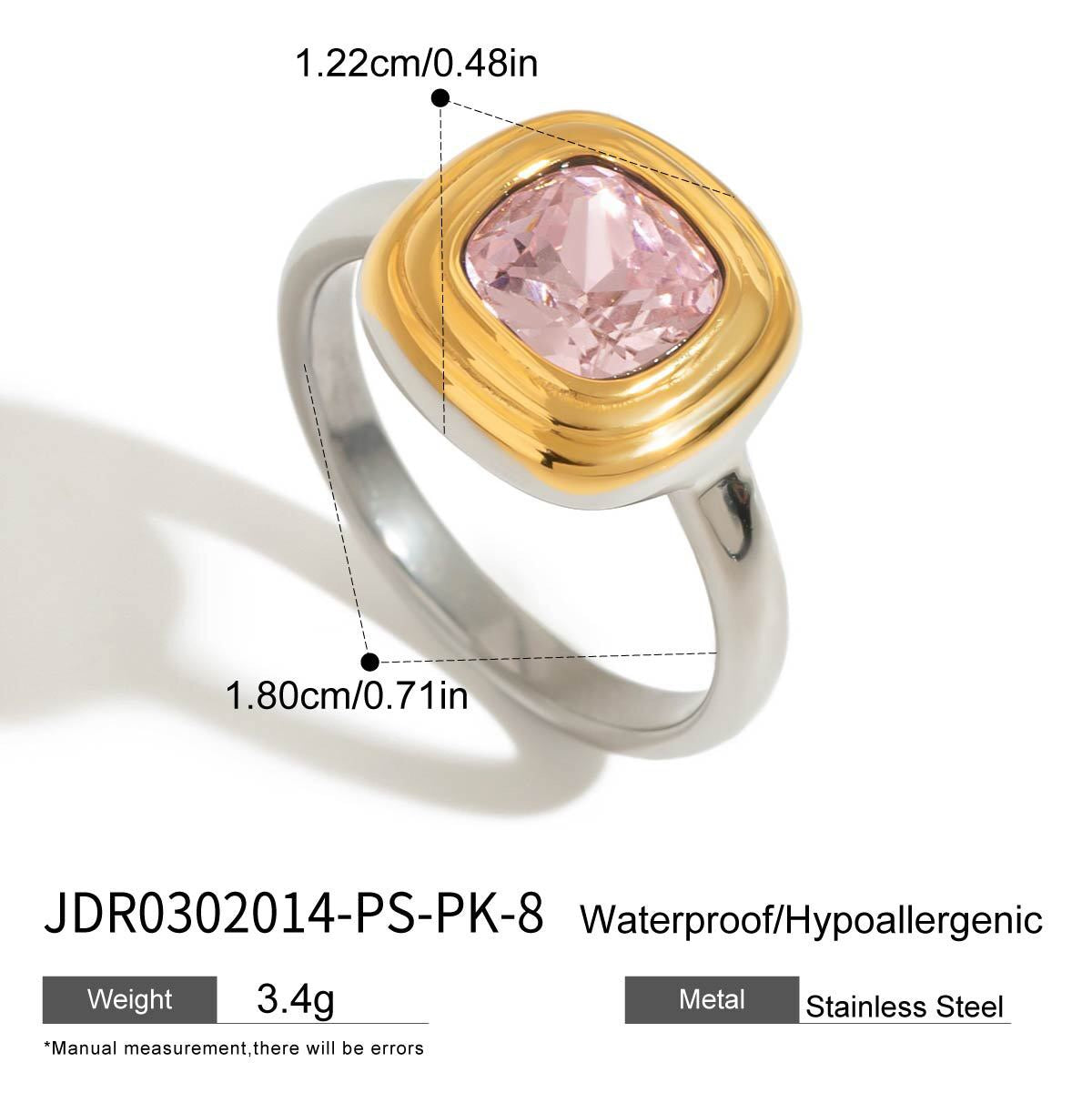 18K Gold Pink Princess Statement Stacking Rings