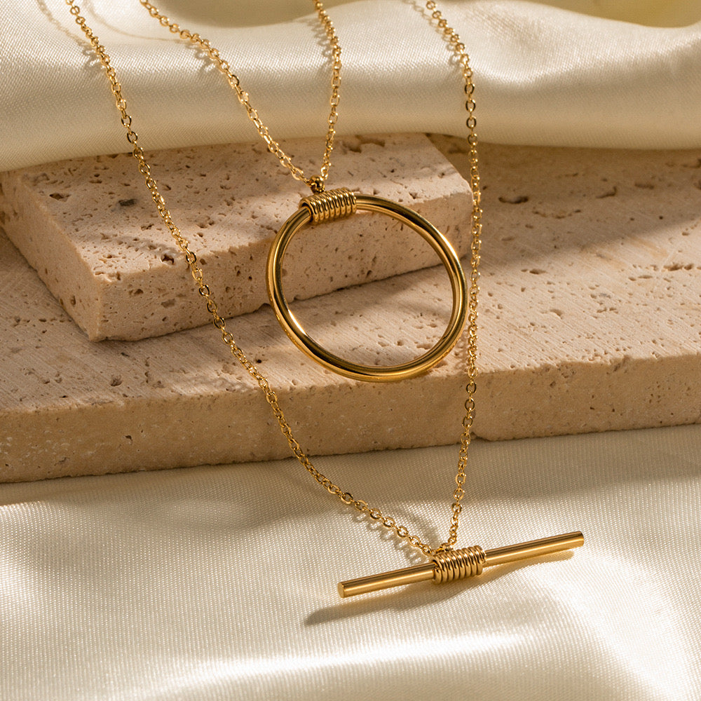 18K Gold Geometric Delicate Chain Layered Necklace