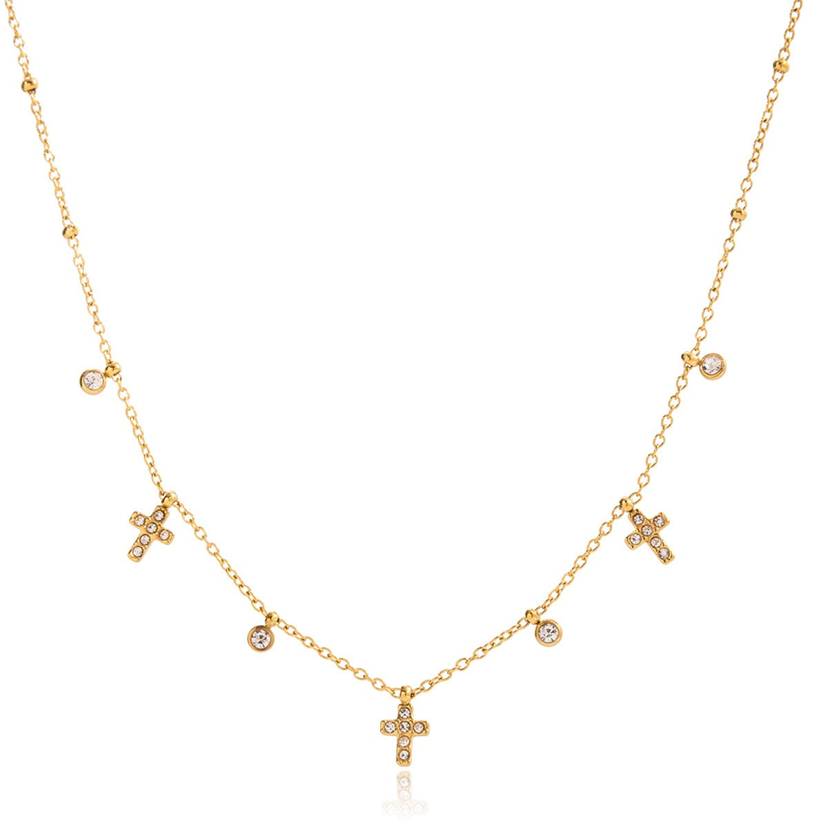 18K Gold Tempting Shimmer Heart Star Dainty Chain Necklace
