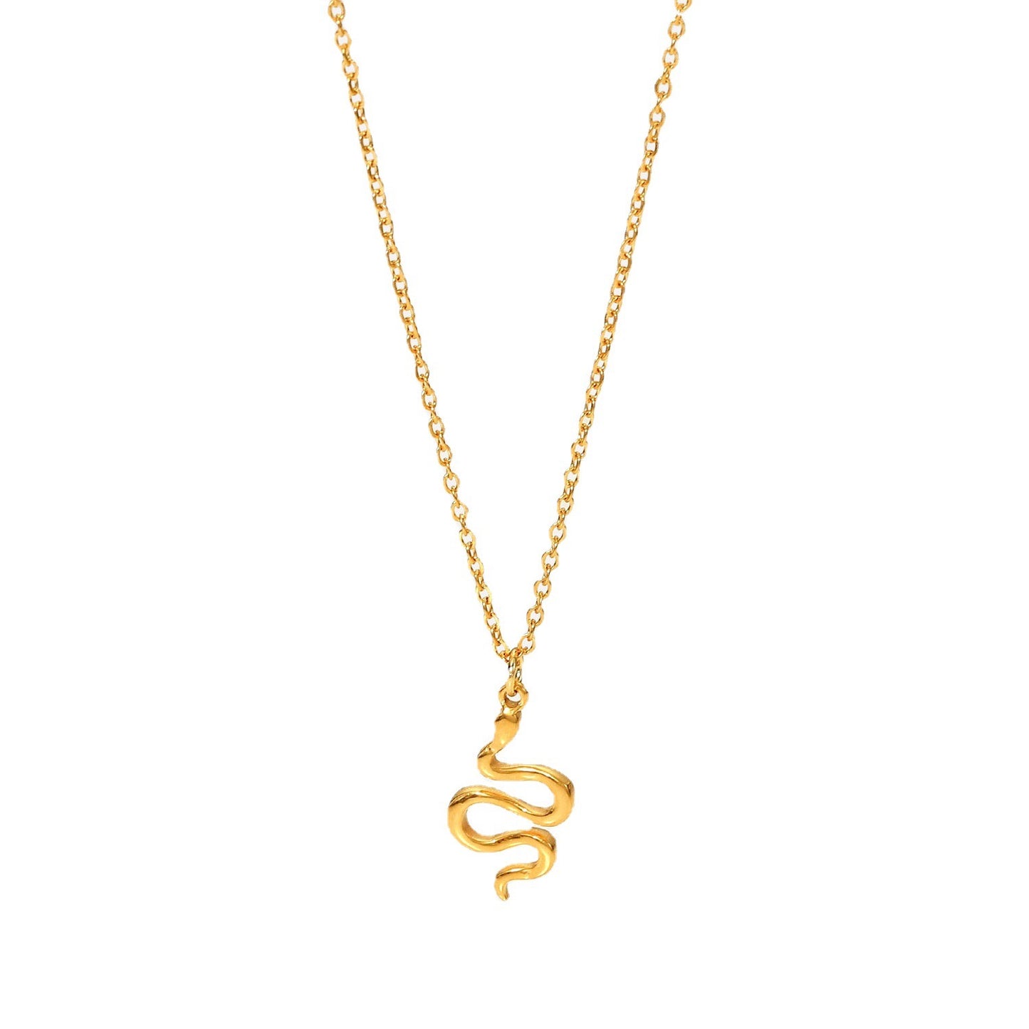 18K Gold Dainty Snake Pendant Necklace