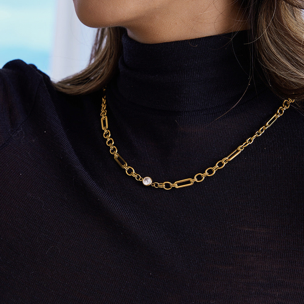 18K Gold One and Only Paperclip Circle Chain Long Necklace