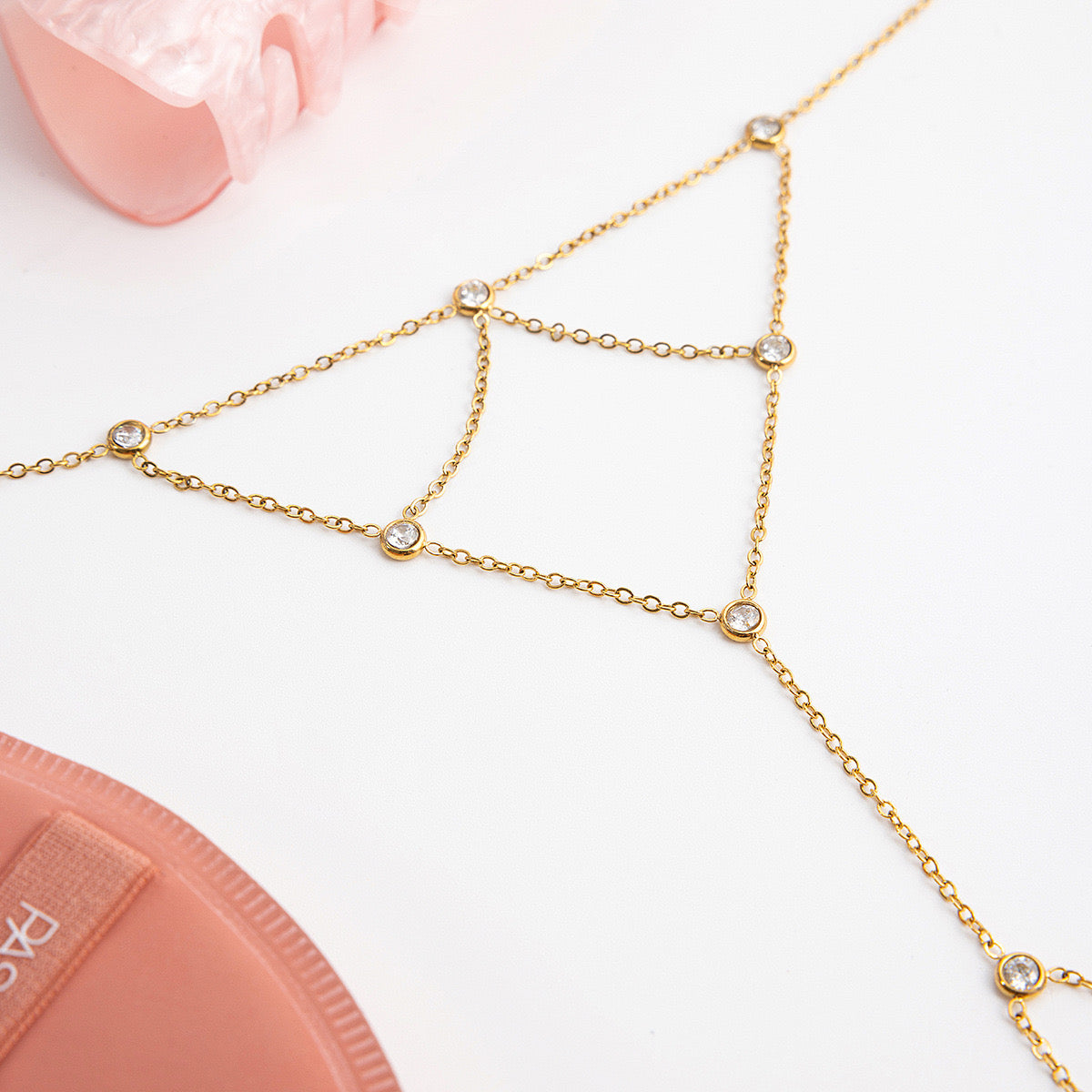 18K Gold Starry Dream Catcher Dainty Hand Chain Bracelet
