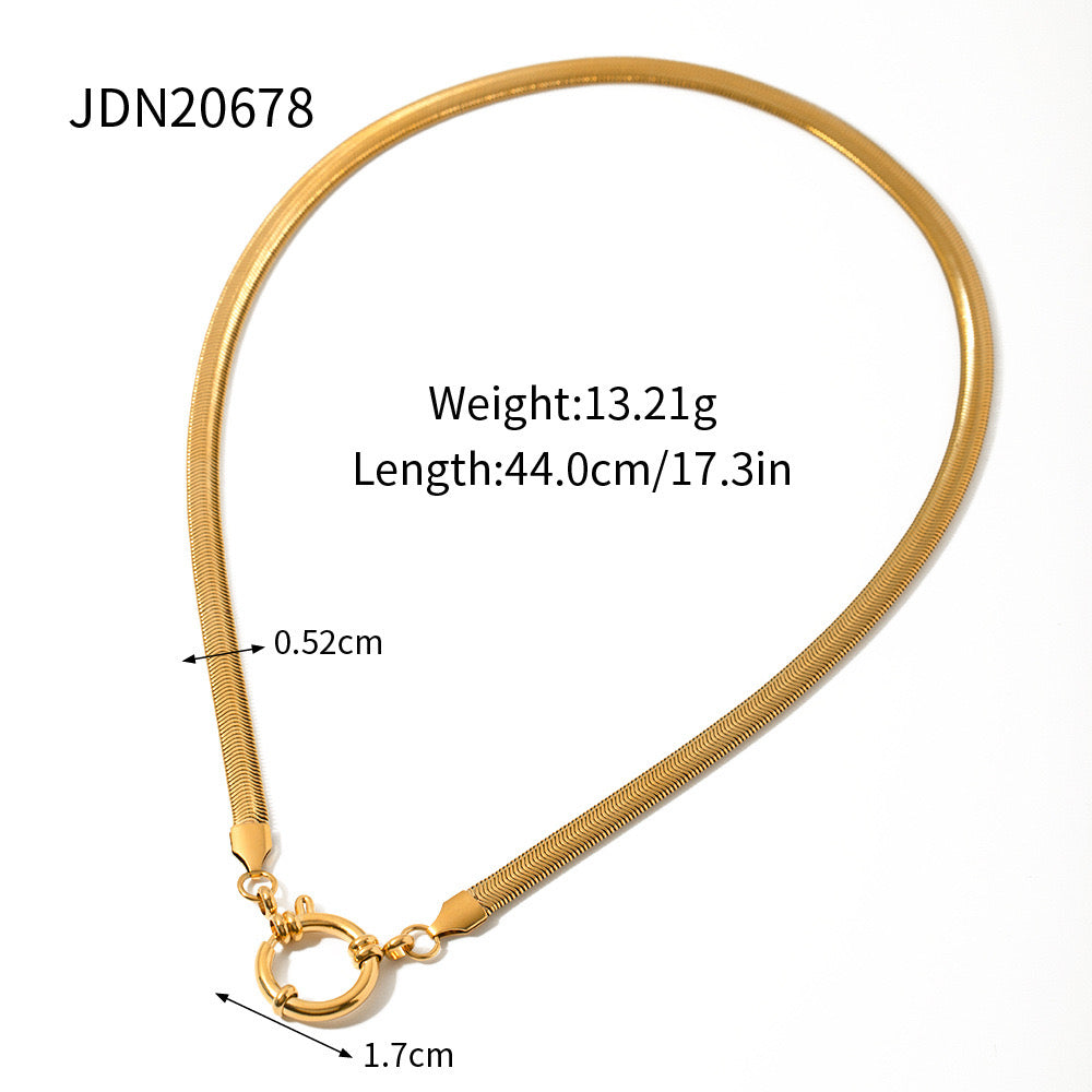 18K Gold Herringbone Snake Chain Charm Necklace Base