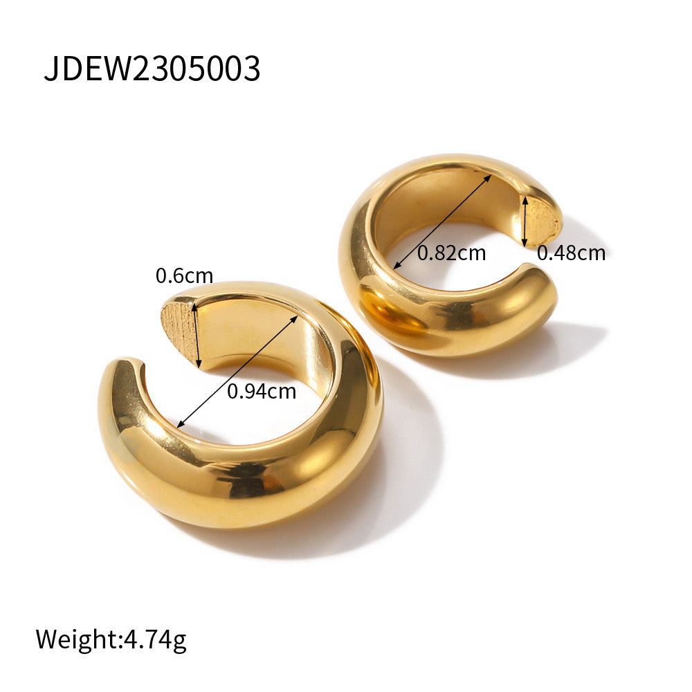 18K Gold Elegant Pearl Stud Earrings Ear Cuffs Set
