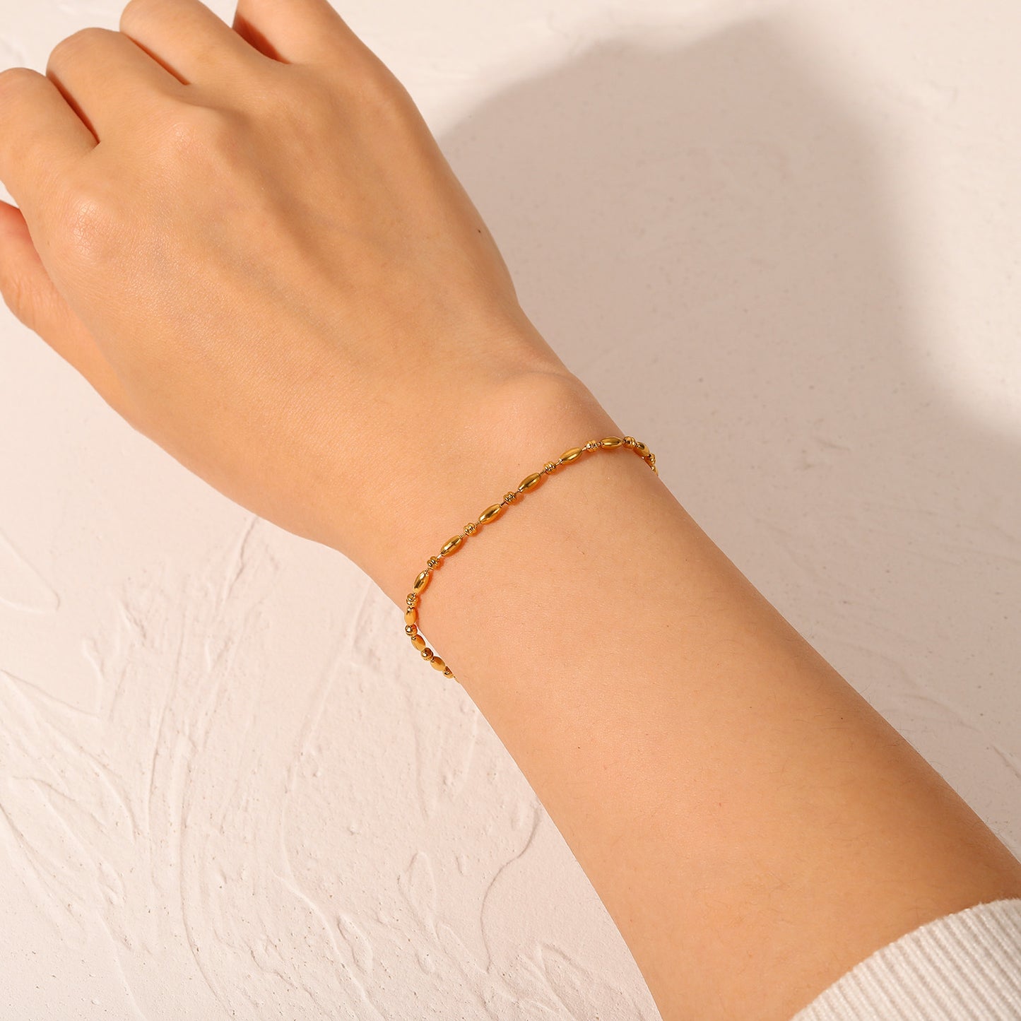 18K Gold Minimalist Beaded Bracelet