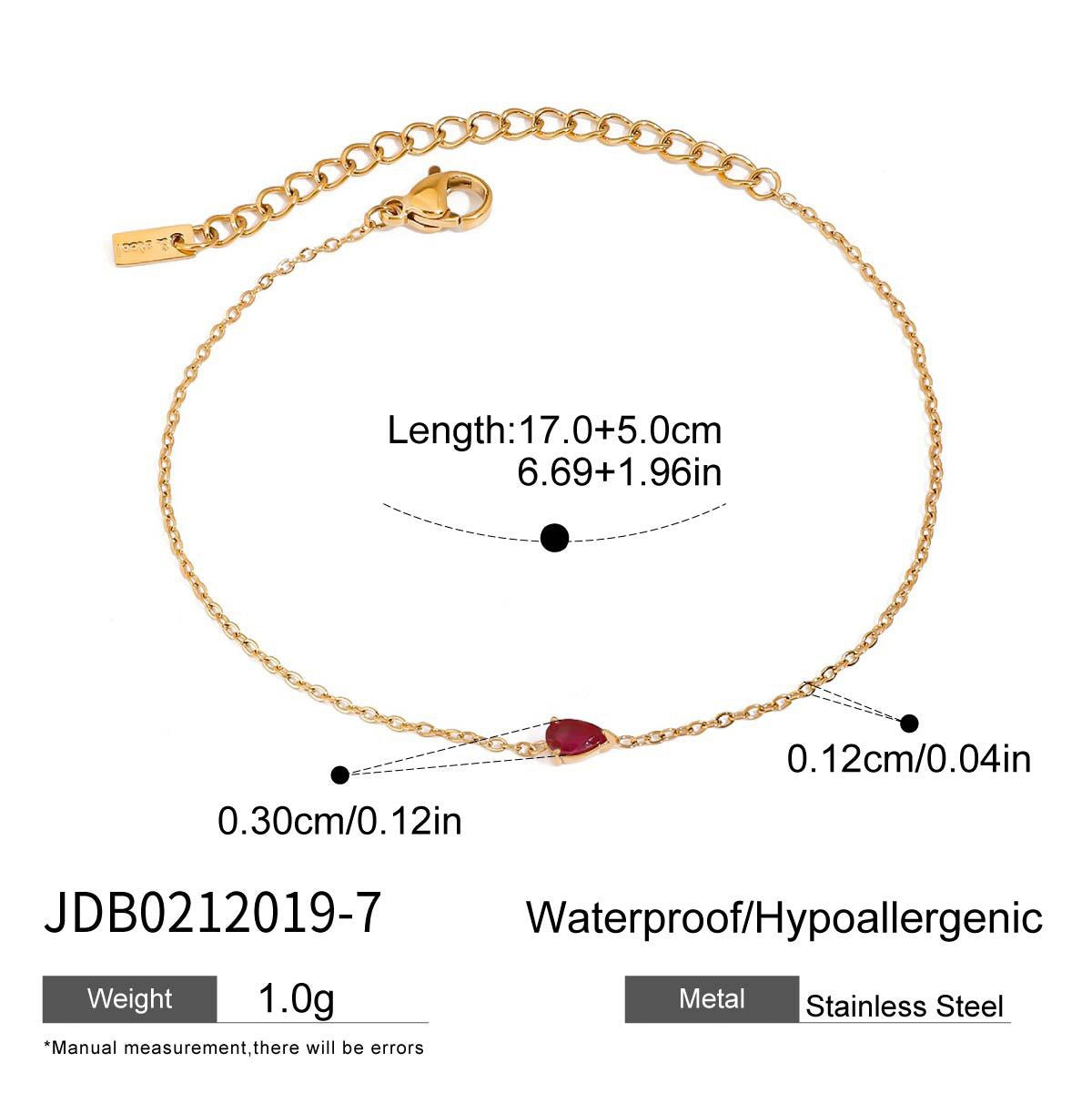 18K Gold Color Birthstone Dainty Chain Bracelet