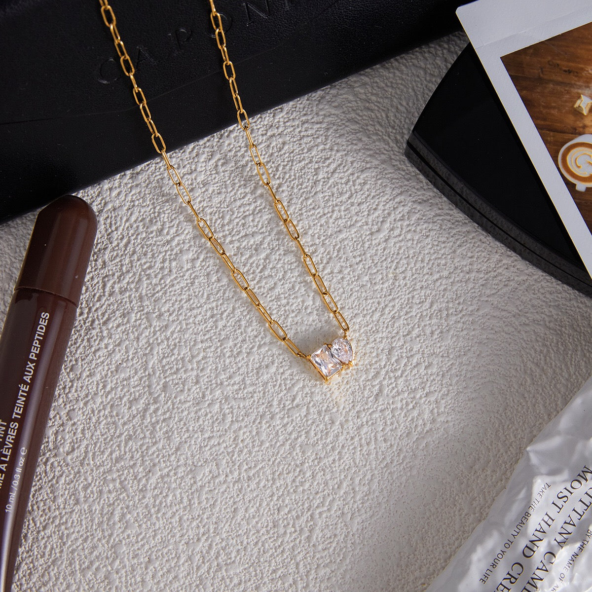 18K Gold Perfect Match Pendant Rope Chain Necklace Set