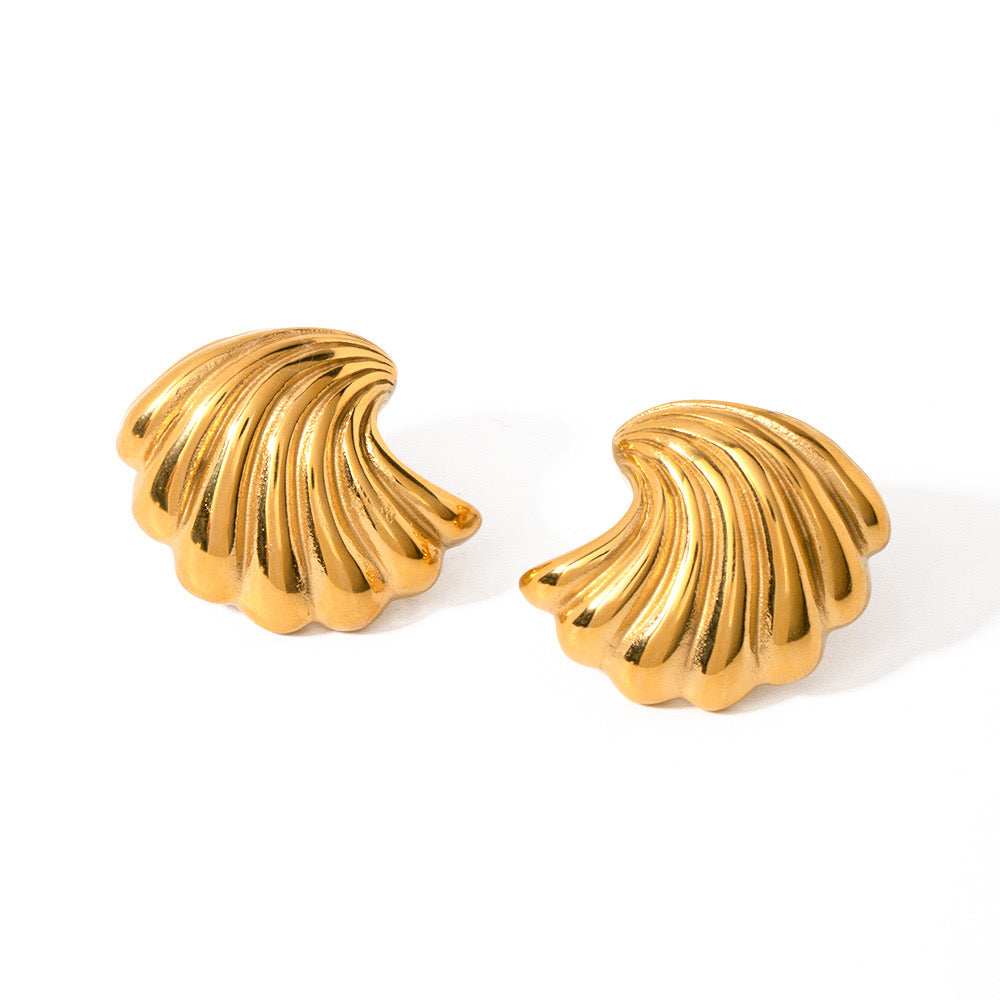 18K Gold Ocean Breeze Statement Stud Earrings