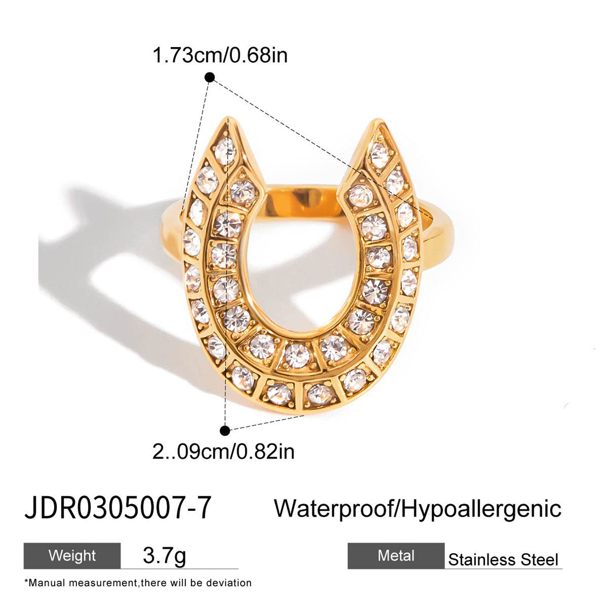 18K Gold Bling Horseshoe Statement Ring