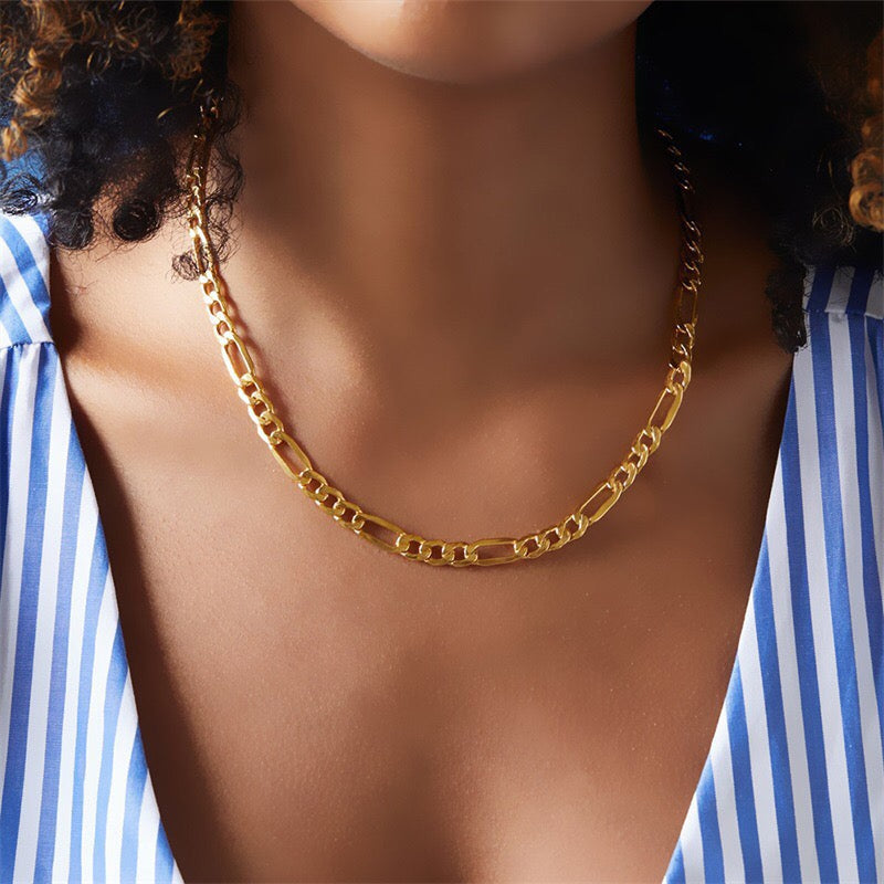 18K Gold Figaro Chain Necklace