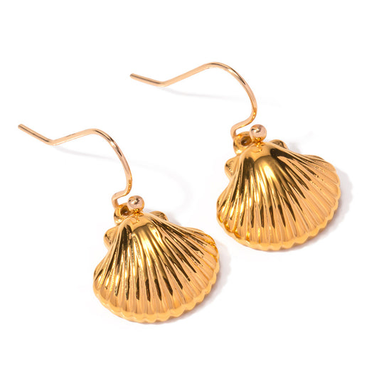 18K Gold Seashell Dangle Earrings