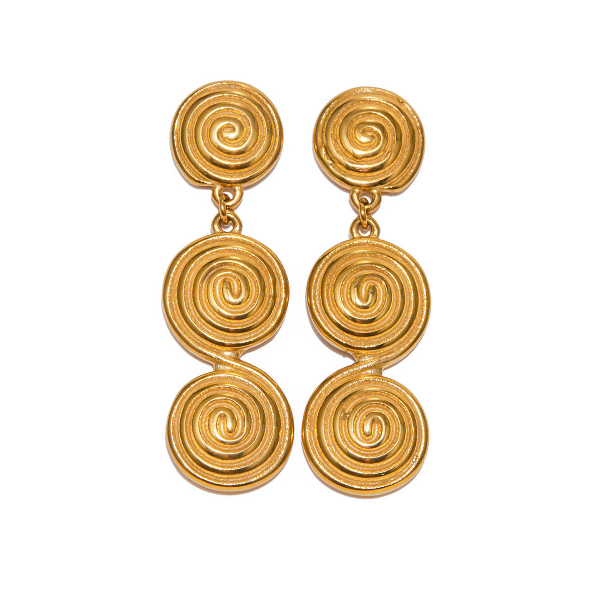 18K Gold Ocean Swirl Drop Dangle Earrings