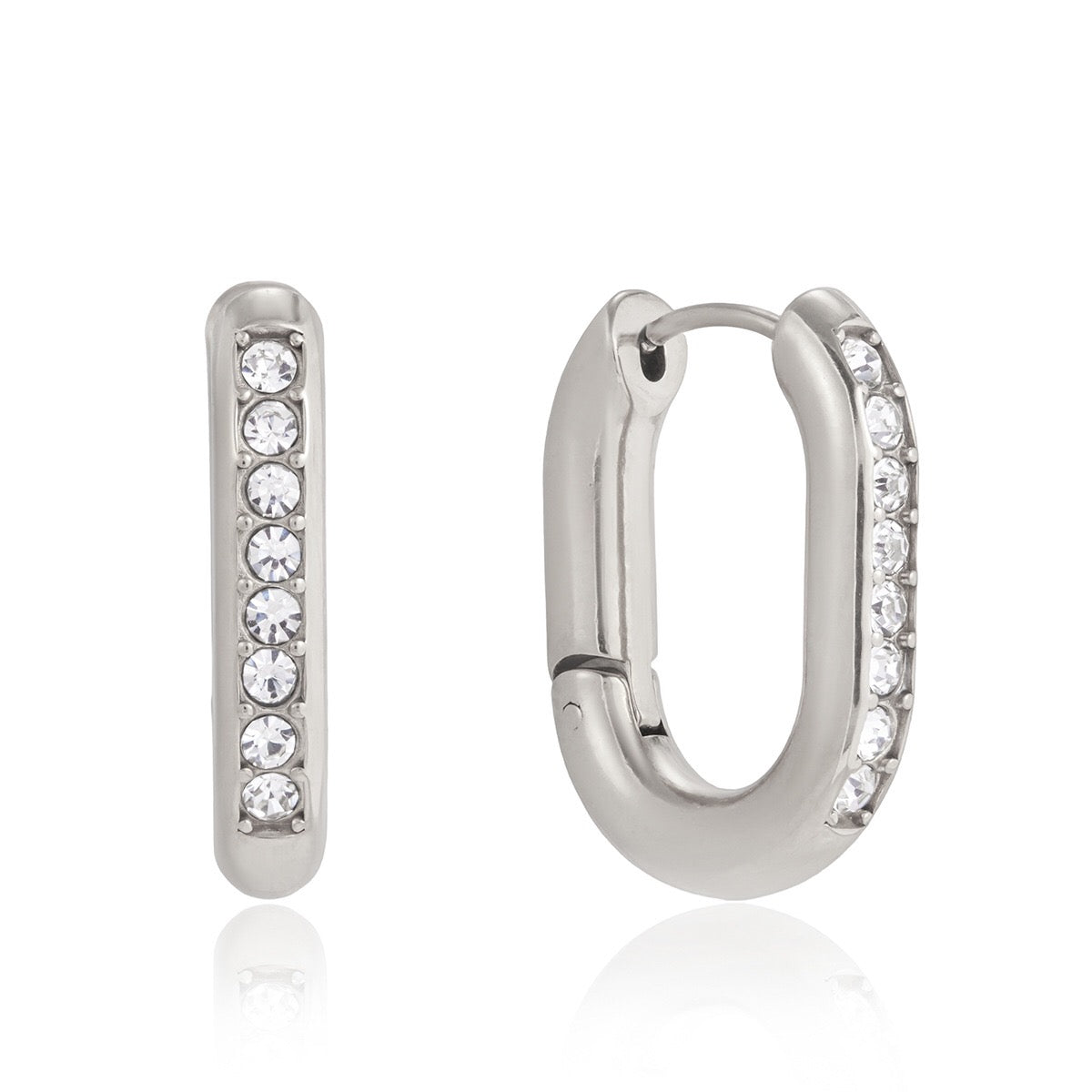 18K Gold and Silver Midnight Tease CZ Small Hoop Huggie Earrings
