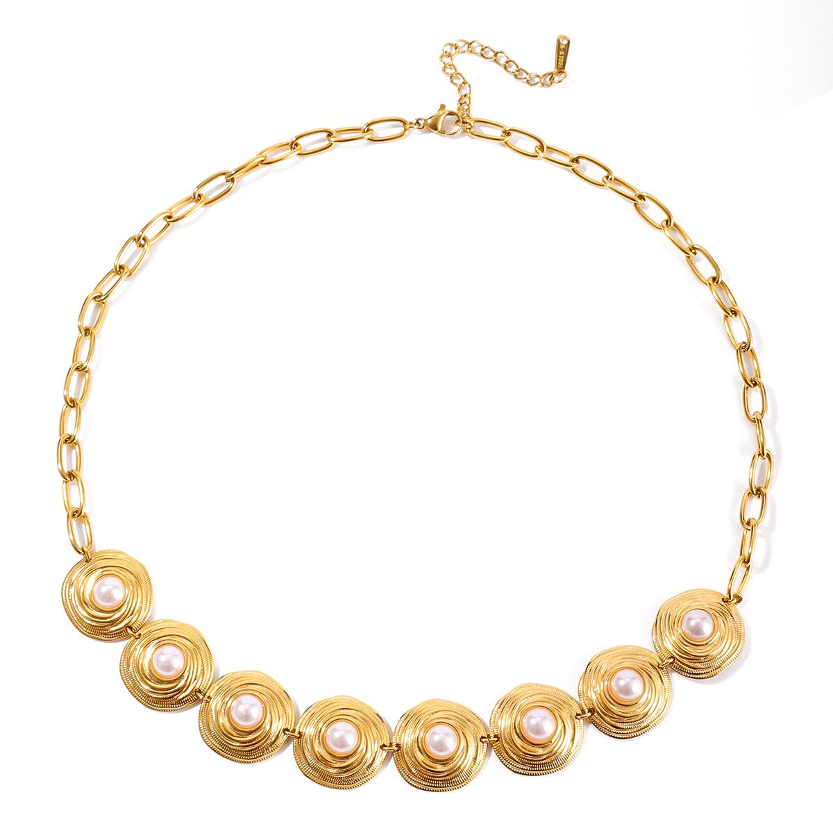 18K Gold Modern Goddess Pearl Chunky Statement Necklace
