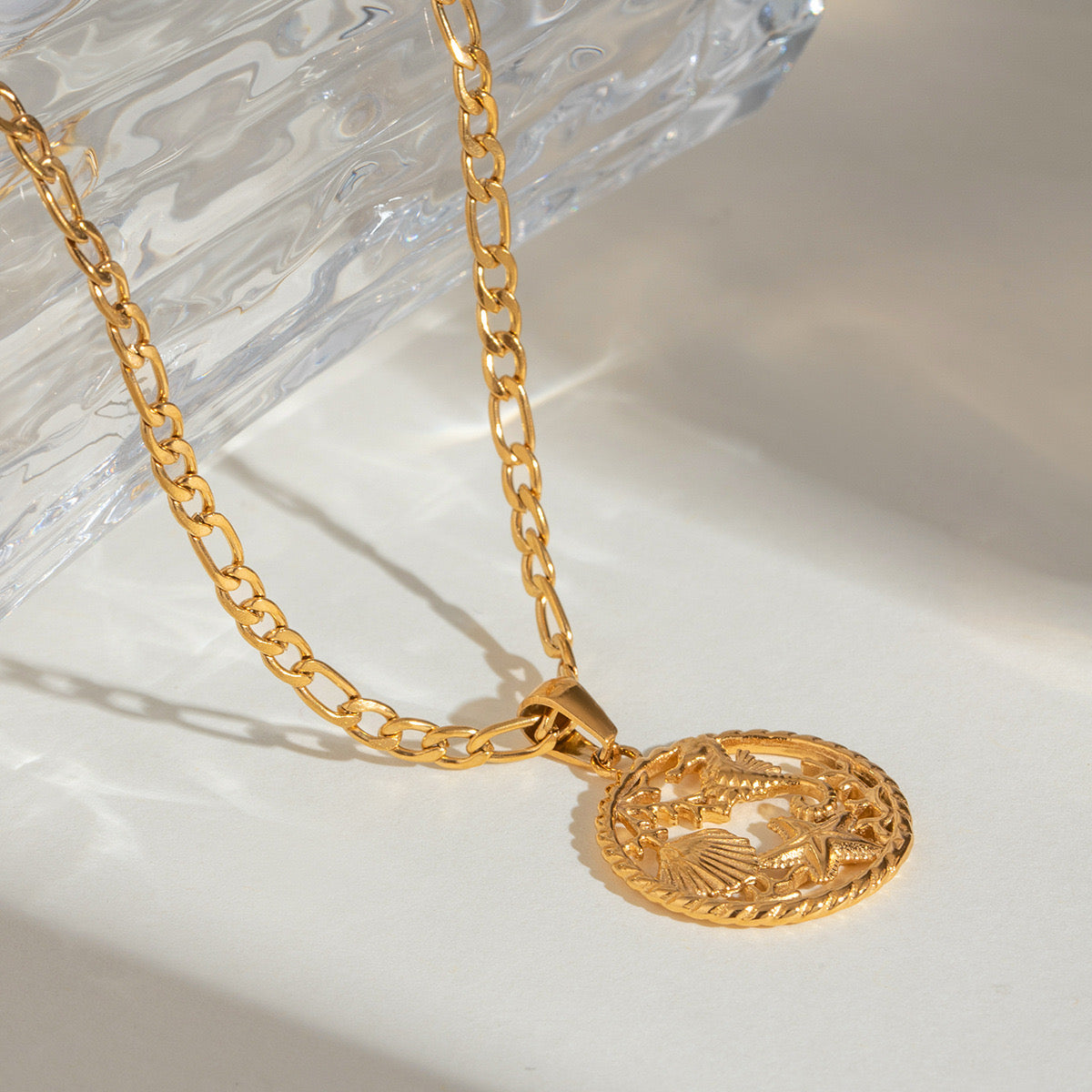 18K Gold Ocean Mythology Pendant Necklace