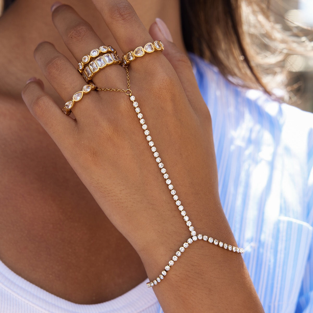 18K Gold Extra Shine Heart Eternity Tennis Ring