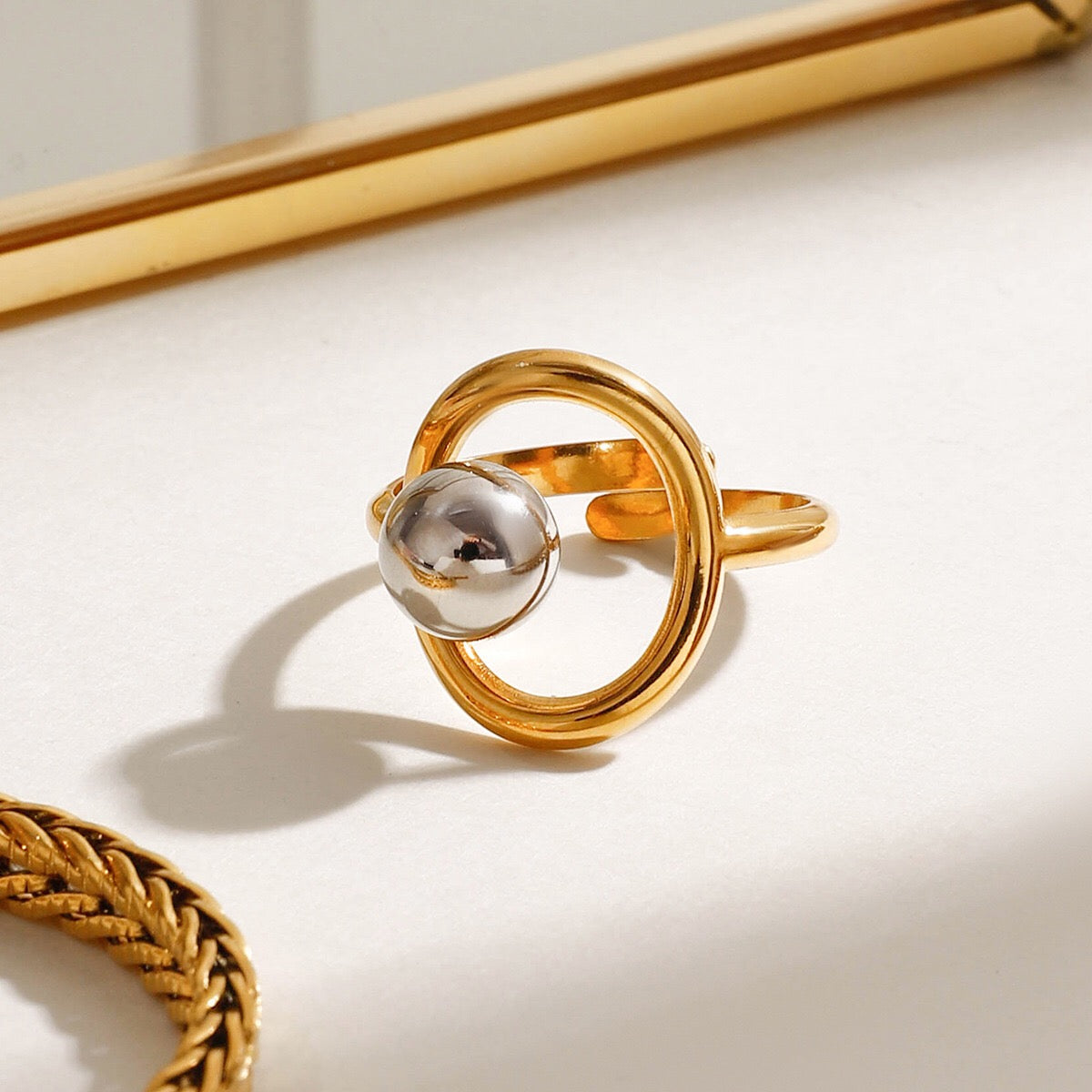 18K Gold and Silver Two Tone Comfort Zone Statement Ring