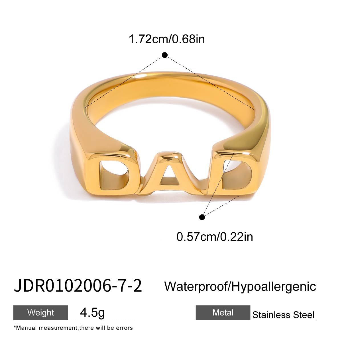 18K Gold MOM DAD BRO Letter Stacking Ring