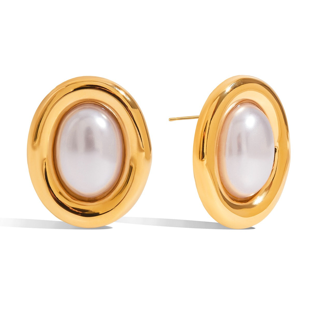 18K Gold Couture Pearl Statement Stud Earrings