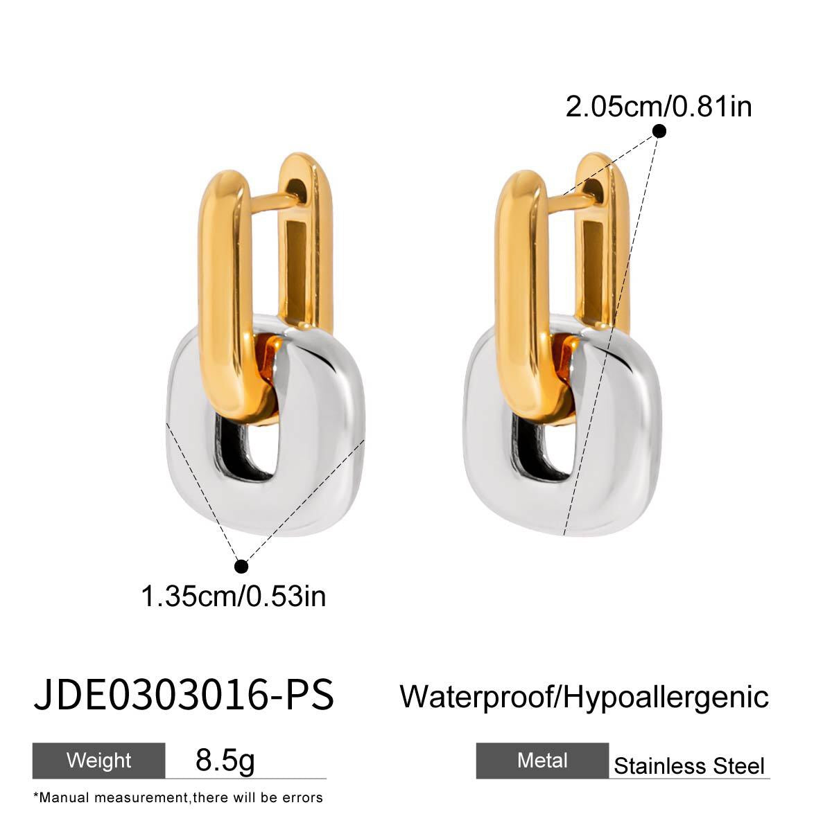 18K Gold Bold Link Statement Huggie Earrings