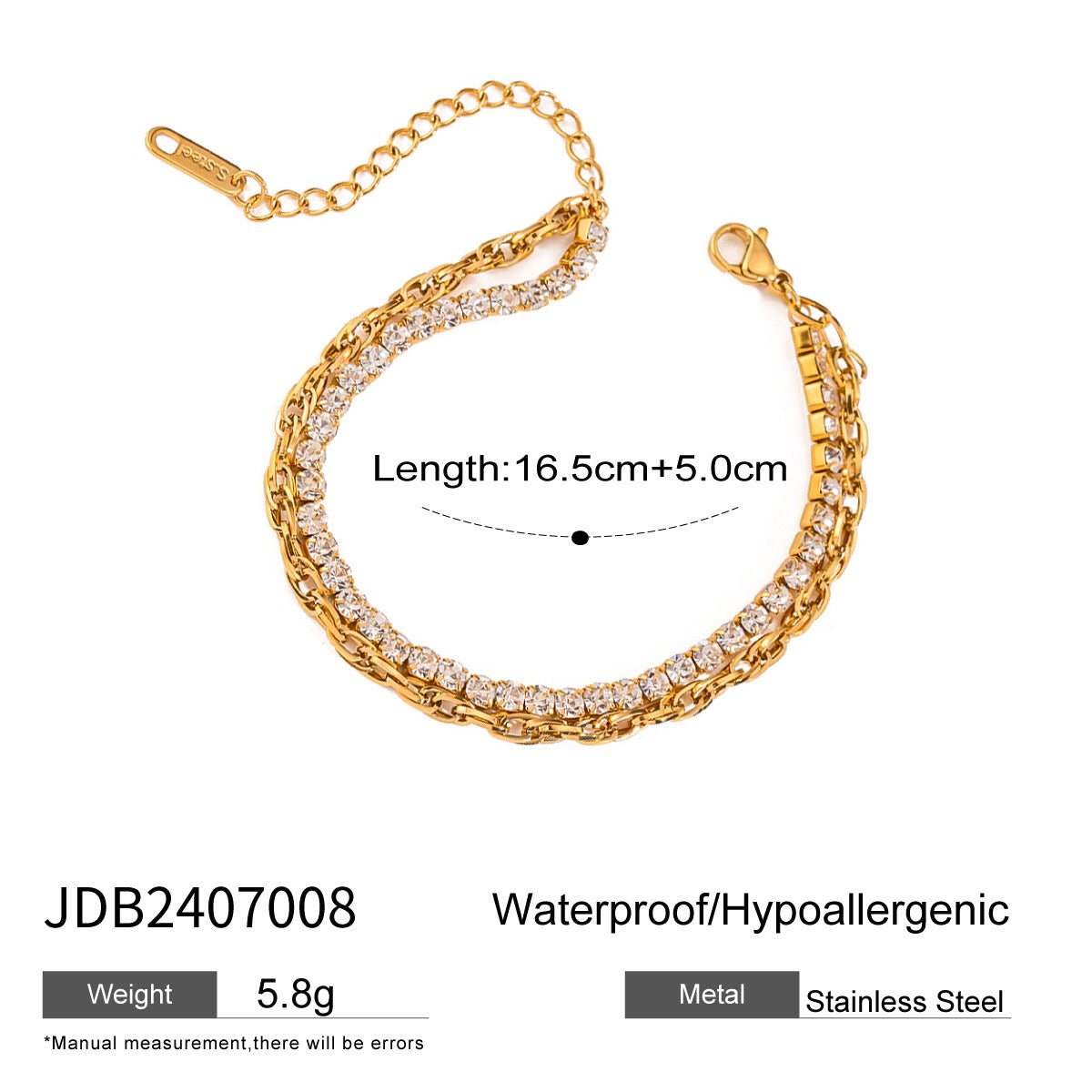 18K Gold Tennis Chain Bracelet