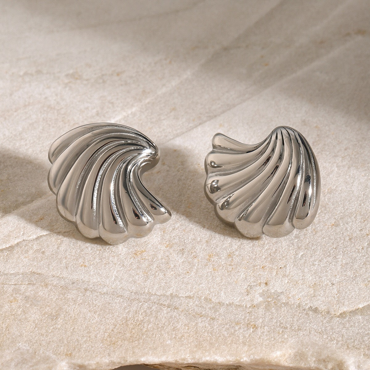 18K Gold Ocean Breeze Statement Stud Earrings