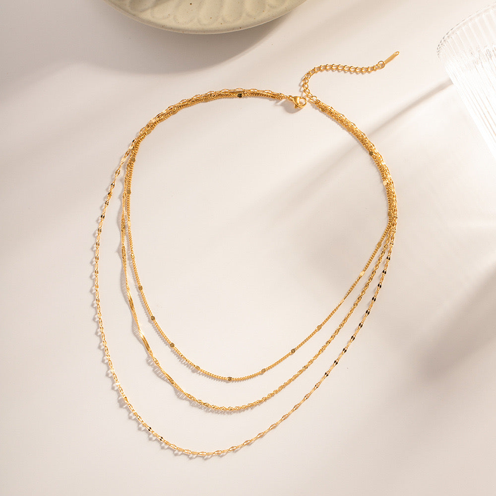 18K Gold Delicate Glimmer Chain Layered Necklace