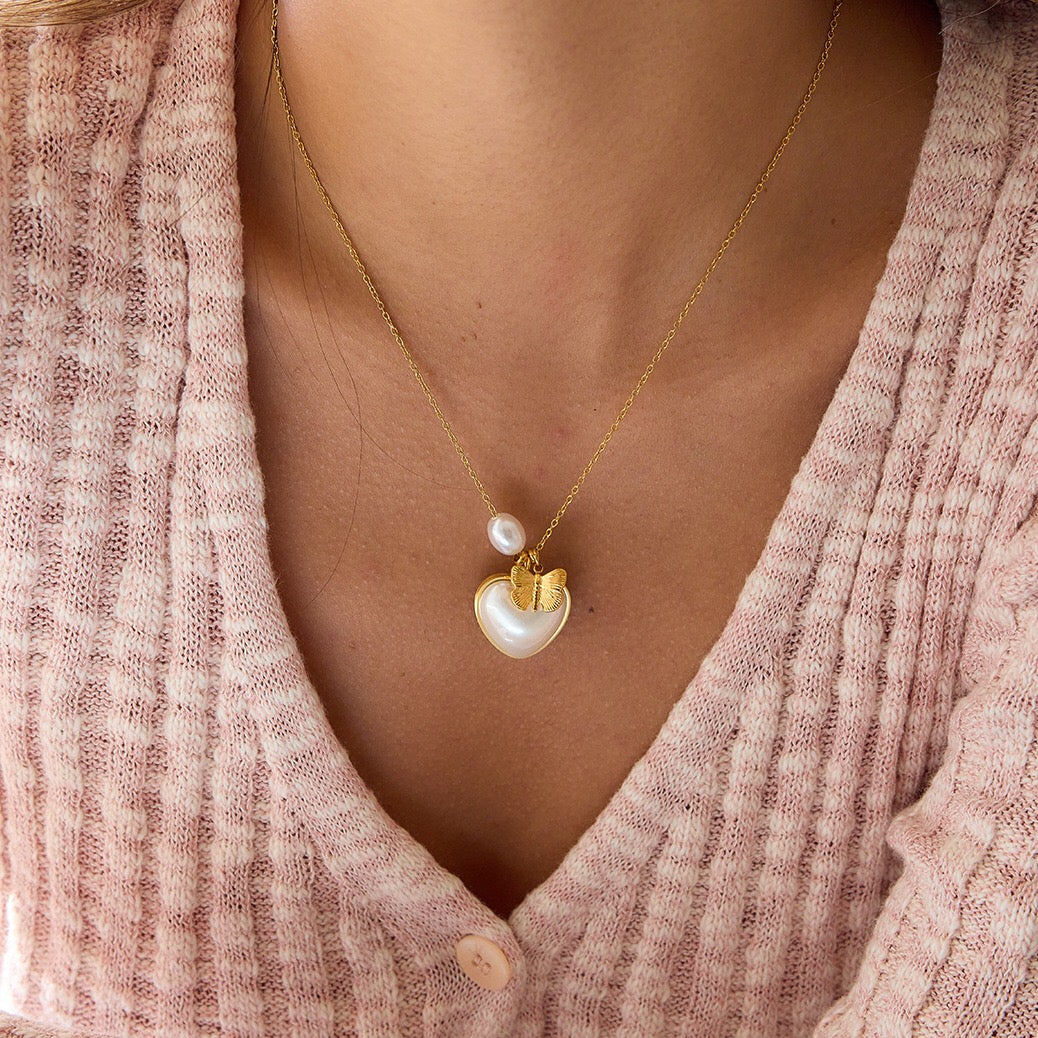 18K Gold Soft Harmony Pearl Charm Statement Necklace