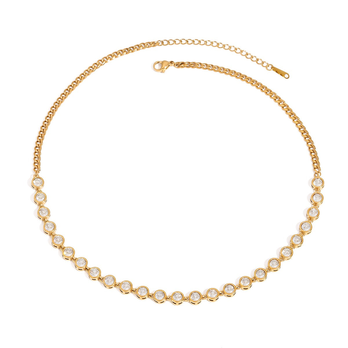18K Gold Chic Tennis Chain Choker Necklace