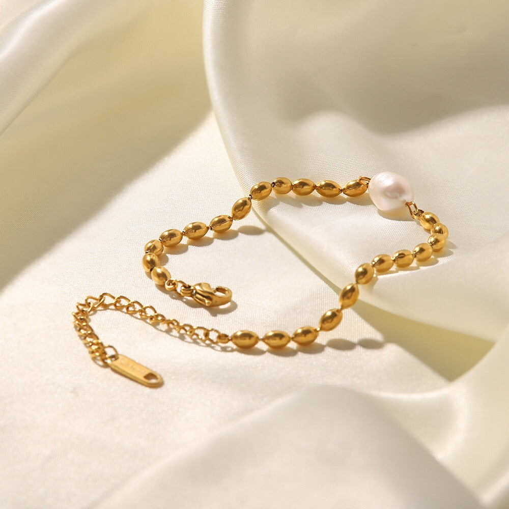 18K Gold Pearl Beaded Bracelet