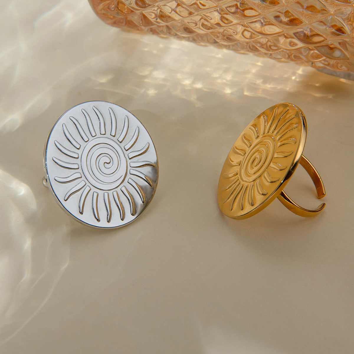 18K Gold Bright Sun Statement Ring