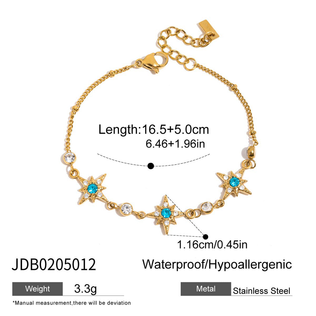 18K Gold Blue Winter Wonderland Moon and Stars Tennis Bracelet Stack