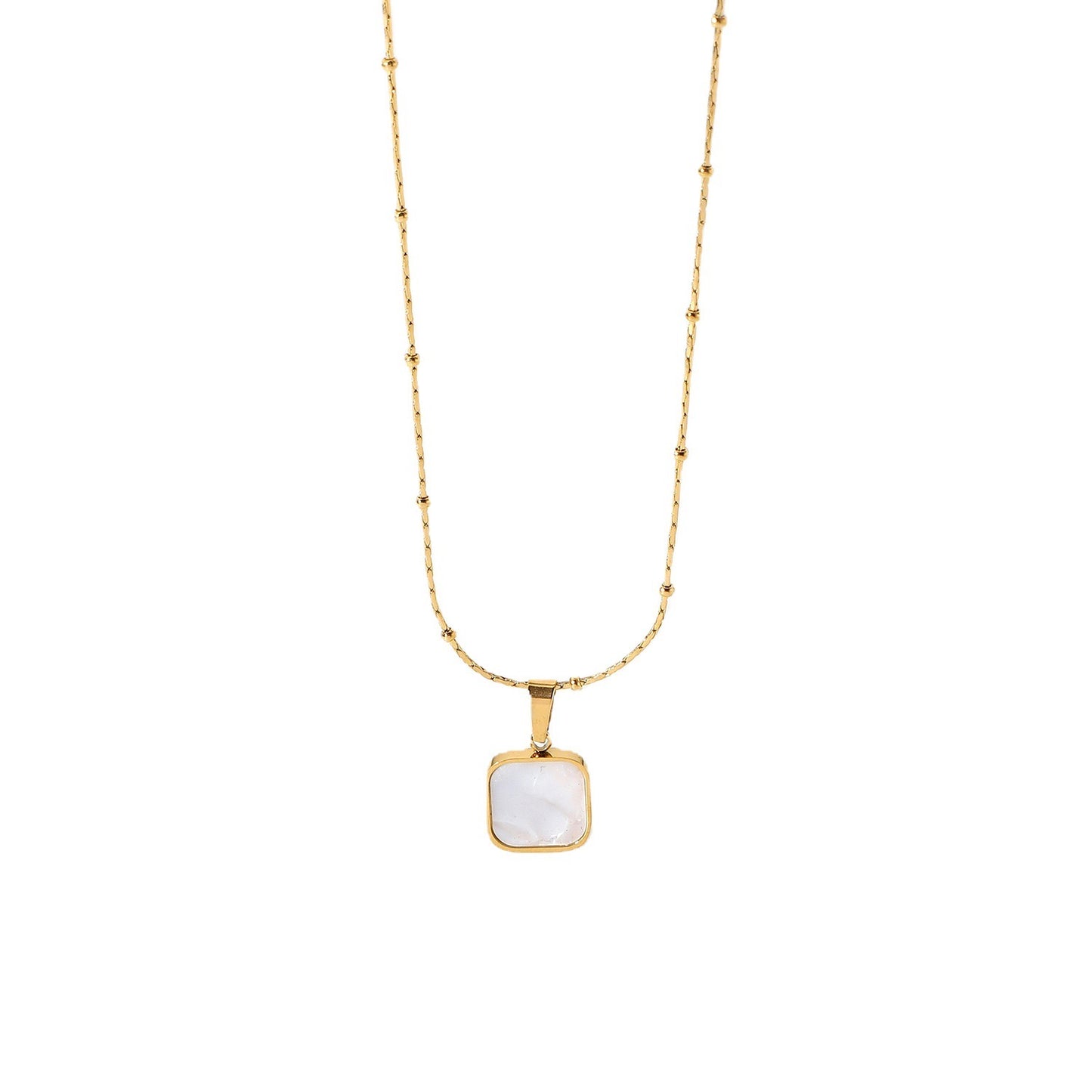 18K Gold Mother of Pearl Dainty Pendant Necklace