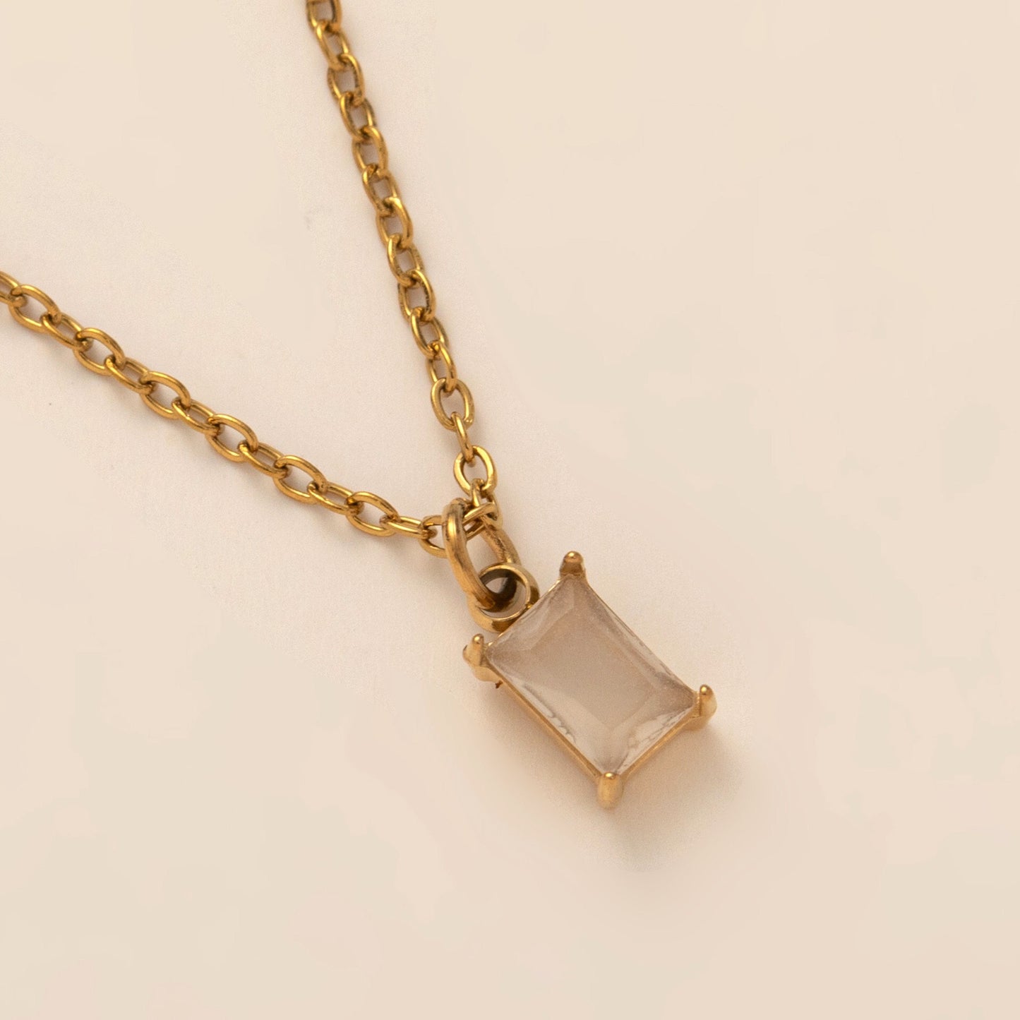 18K Gold Dainty Birthstone Pendant Necklace