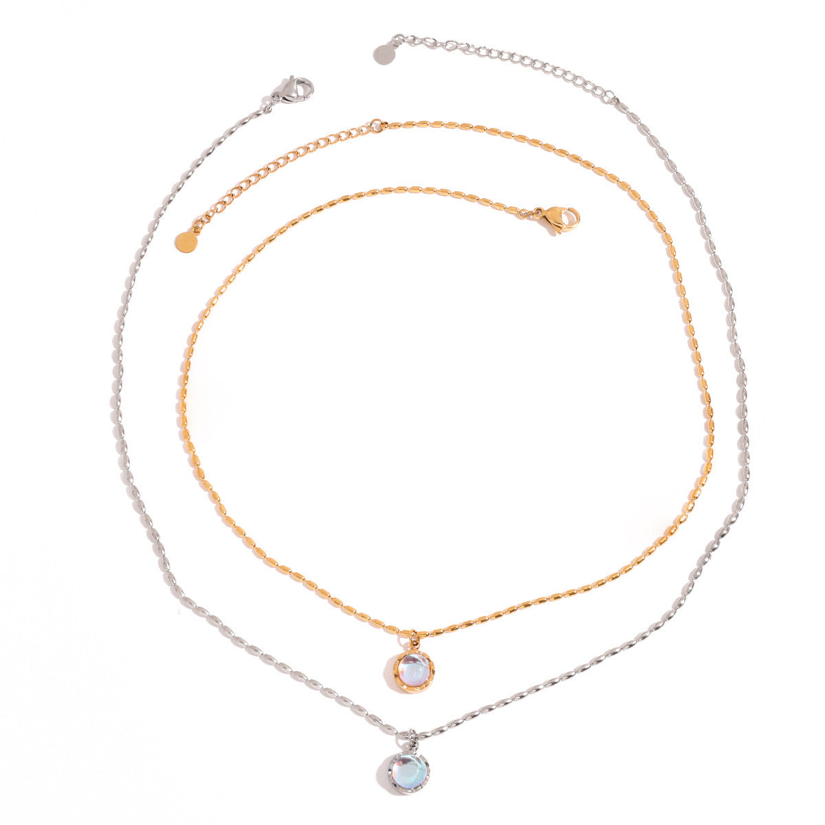 18K Gold Moonstone Pendant Necklace